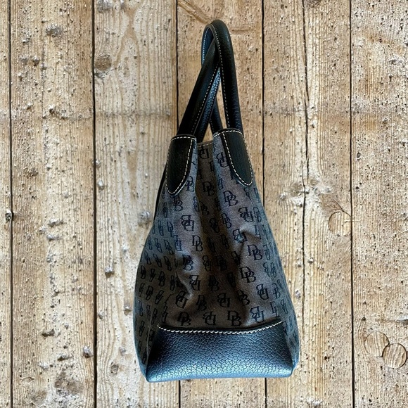 Dooney & Bourke Monogram Logo Satchel Tote Bag Black Canvas Leather - Picture 5 of 14